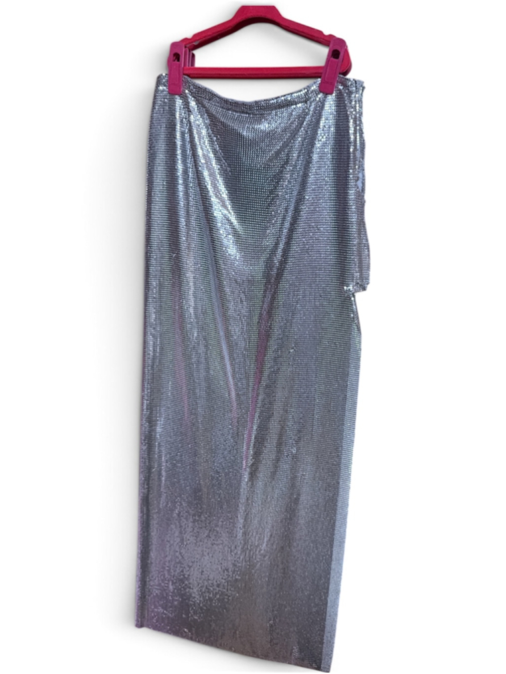 Lovers and Friends SASCHA MAXI SKIRT Silver Chainmail Maxi Skirt Size XS